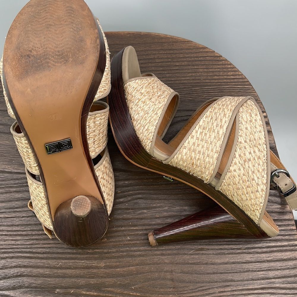 3For$20 Adolfo Dominguez leather wedge sandals size 37 EURO is 6.5 US - Picture 5 of 6